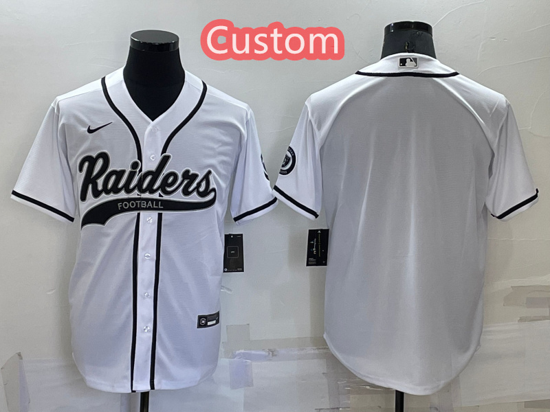 Custom Men's Las Vegas Raiders White Cool Base Stitched Baseball Jersey