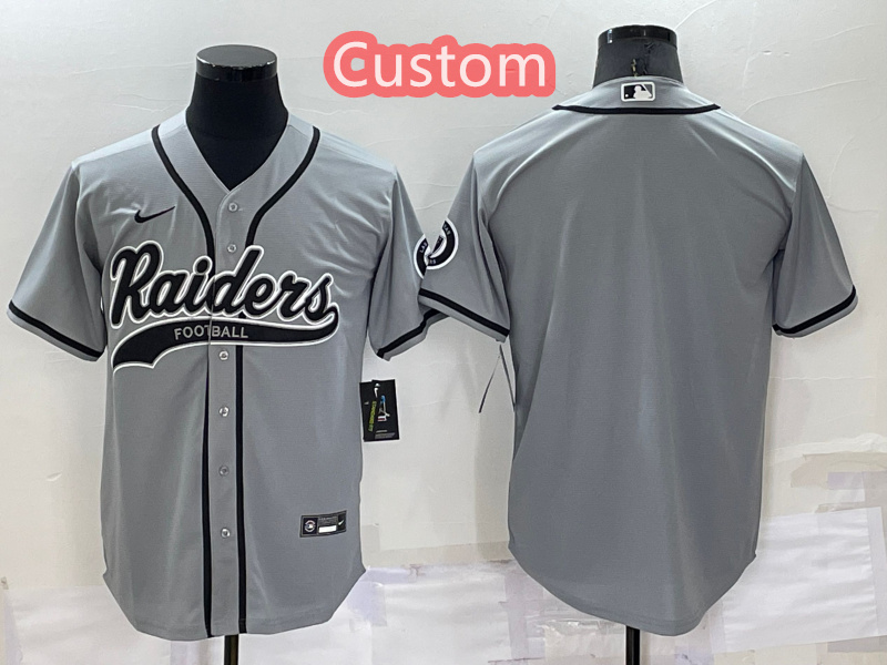 Custom Men's Las Vegas Raiders Grey Cool Base Stitched Baseball Jersey
