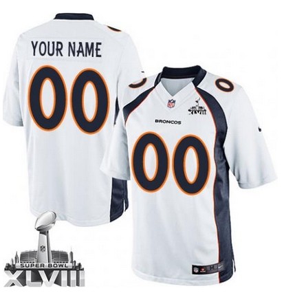 DENVER BRONCOS SUPER BOWL XLVIII MEN'S Game NFL WHITE Customized JERSEY