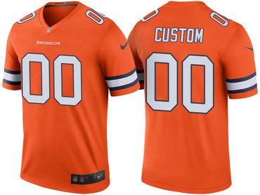 Men's Denver Broncos Orange Custom Color Rush Legend Jersey