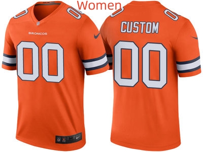 Women Denver Broncos Orange Custom Color Rush Legend Jersey