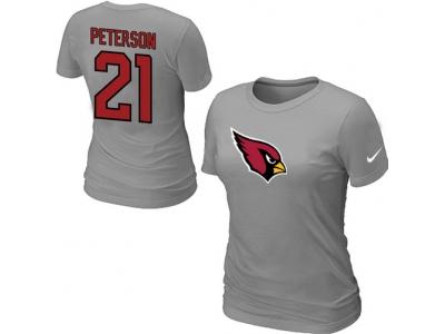 Women NEW Arizona Cardinals #21 peterson Name & Number T-Shirt grey
