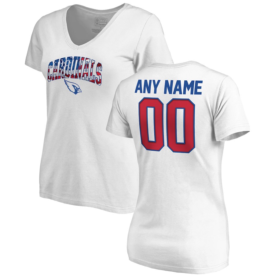 Arizona Cardinals NFL Pro Line By Fanatics Branded Women's Any Name & Number Banner Wave V Neck T-Shirt White