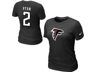 Women NEW Atlanta Falcons #2 ryan Name & Number T-Shirt black