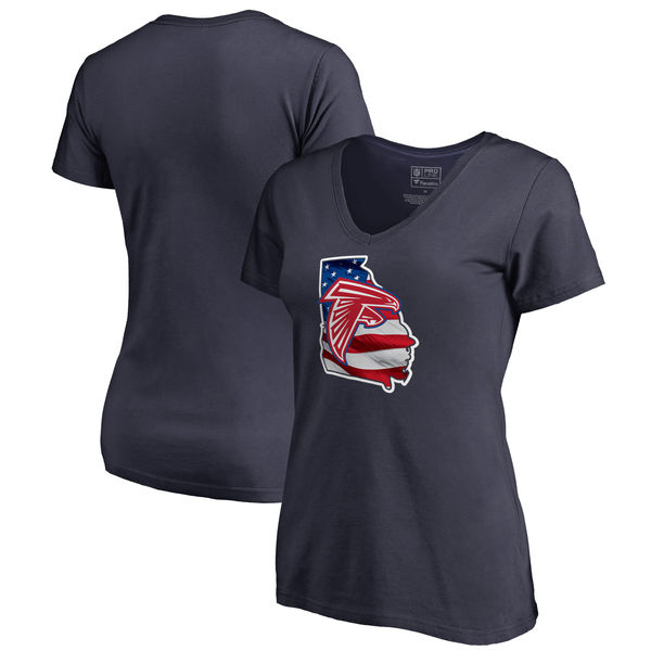 Atlanta Falcons Navy Women's NFL Pro Line By Fanatics Branded Banner State T-Shirt