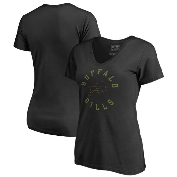 Buffalo Bills NFL Pro Line By Fanatics Branded Women's Camo Collection Liberty Plus Size V Neck T-Shirt Black