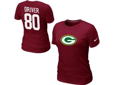 Women NEW Green Bay Packers #80 Donald Driver Name & Number T-Shirt Red