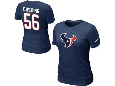 Women NEW Houston Texans #56 Cushing Name & Number blue T-Shirt