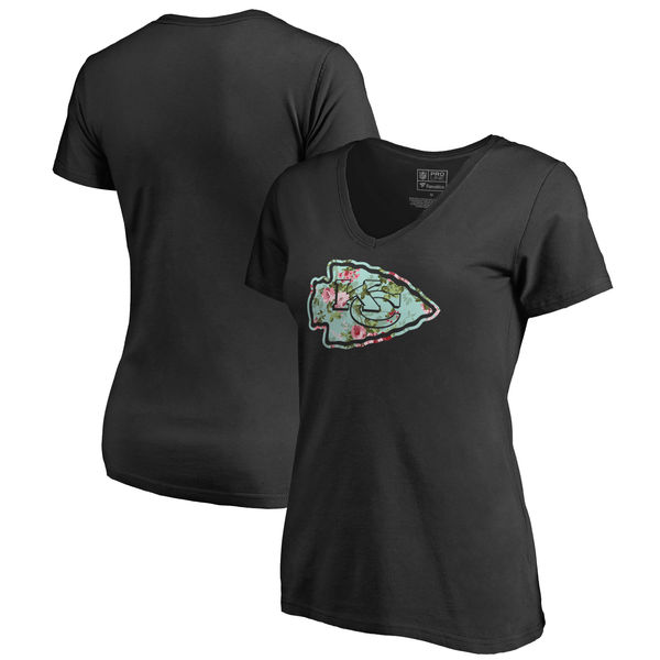 Kansas City Chiefs NFL Pro Line By Fanatics Branded Women's Lovely Plus Size V Neck T-Shirt Black