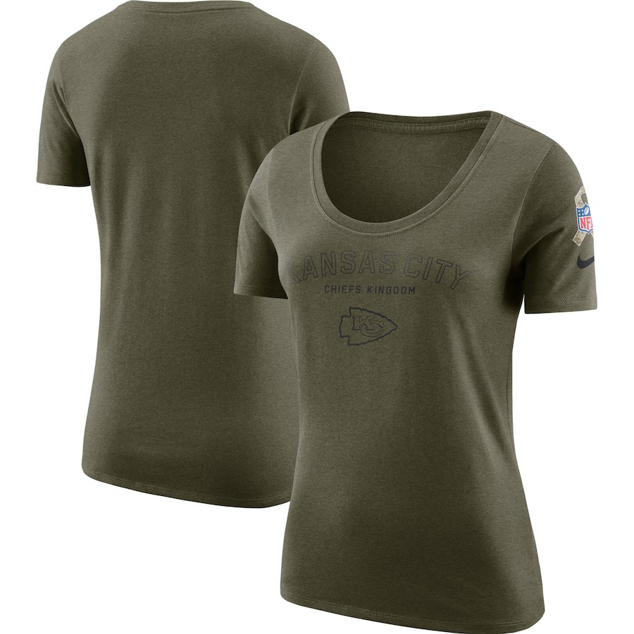 Kansas City Chiefs Nike Women's Salute To Service Legend Scoop Neck T-Shirt Olive