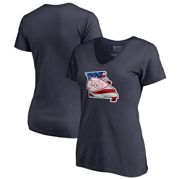 Kansas City Chiefs Navy Women's NFL Pro Line By Fanatics Branded Banner State T-Shirt