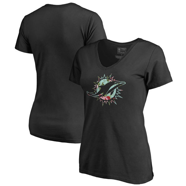 Miami-Dolphins-NFL-Pro-Line-by-Fanatics-Branded-Women's-Lovely-Plus-Size-V-Neck-T-Shirt-Black