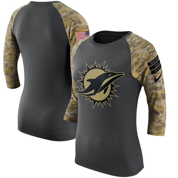 Miami Dolphins Anthracite Salute to Service Women's Short Sleeve T-Shirt