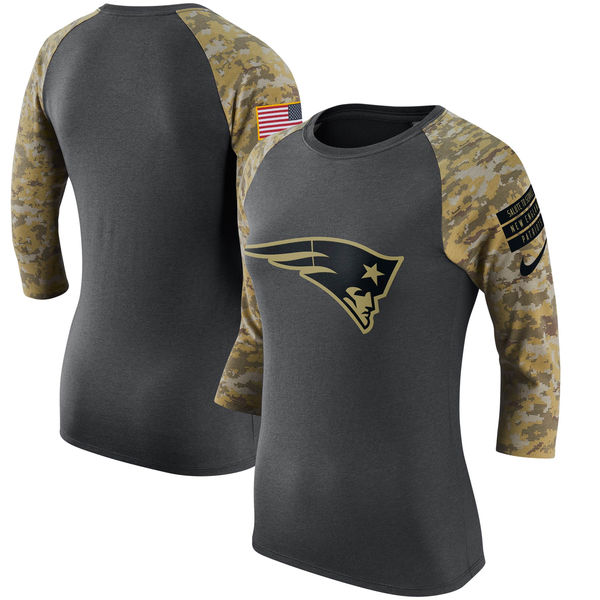 New England Patriots Anthracite Salute to Service Women's Short Sleeve T-Shirt