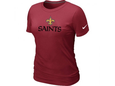 Women NEW New Orleans Saints Authentic Logo T-Shirt Red