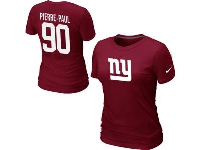 Women NEW New York Giants #90 Jason Pierre-Paul Name & Number T-Shirt Red