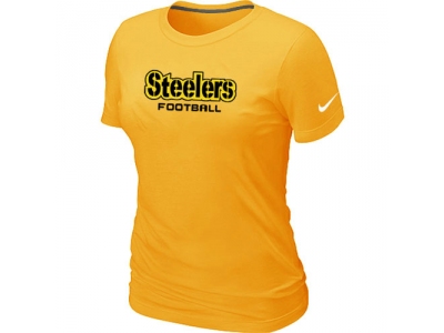 Women NEW Pittsburgh Steelers Sideline Legend Authentic Font T-Shirt Yellow