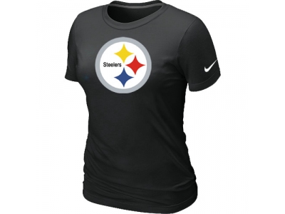 Women Pittsburgh Steelers Black Logo T-Shirt