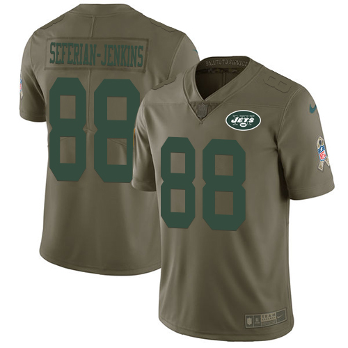 Nike Jets #88 Austin Seferian-Jenkins Olive Youth Stitched NFL Limited 2017 Salute to Service Jersey