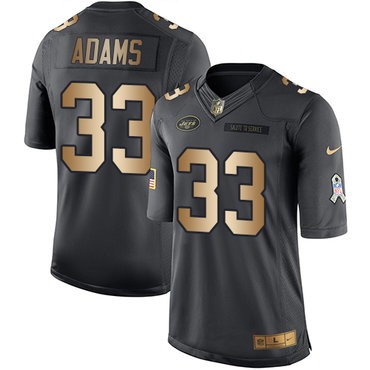 Nike Jets #33 Jamal Adams Black Youth Stitched NFL Limited Gold Salute to Service Jersey