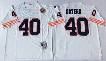 Mitchell&Ness Bears #40 Gale Sayers Throwback Men's White Throwback Stitched NFL Jerseys