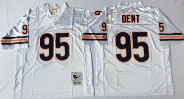 Mitchell&Ness Bears #95 Richard Dent White Small No. Throwback Stitched NFL Jersey