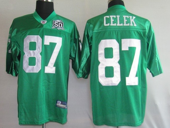 philadelphia eagles 87# celek green [50th