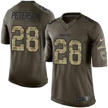 Nike Saints #28 Adrian Peterson Green Salute to Service Youth Stitched NFL Limited Jersey