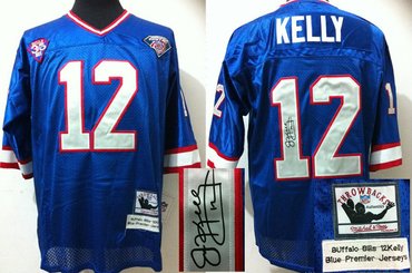 NEW Signed Elite buffalo bills 12 Kelly Blue Throwback Jerseys