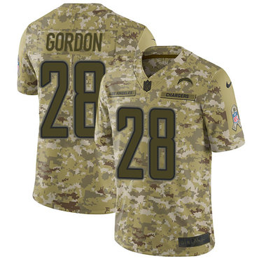 Nike Chargers #28 Melvin Gordon Camo Youth Stitched NFL Limited 2018 Salute to Service Jersey