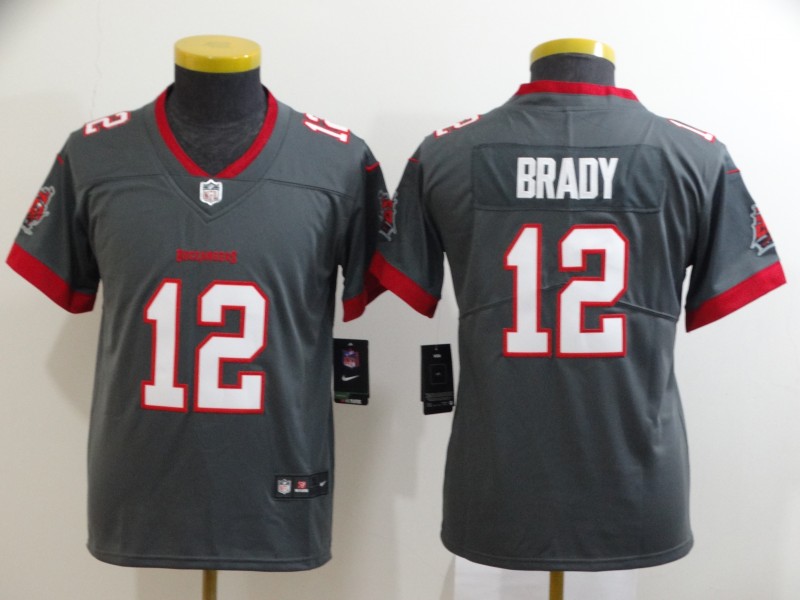 Youth Nike Buccaneers 12 Tom Brady Gray Youth New 2020 Vapor Untouchable Limited Jersey