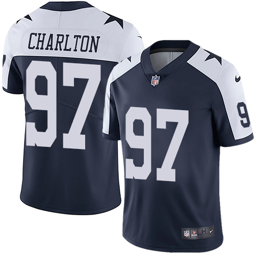 Nike Cowboys #97 Taco Charlton Navy Blue Thanksgiving Youth Stitched NFL Vapor Untouchable Limited Throwback Jersey