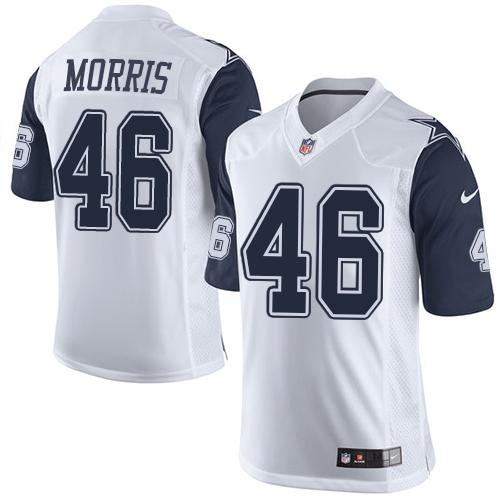 Youth Nike Cowboys #46 Alfred Morris White Stitched NFL Elite Rush Jersey
