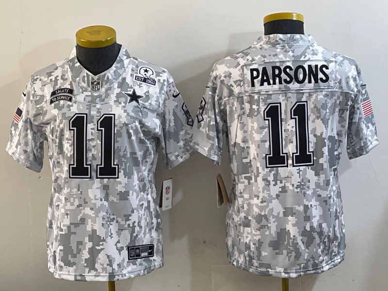 Youth Dallas Cowboys #11 Micah Parsons 2024 F.U.S.E Arctic Camo Salute To Service Limited Stitched Football Jersey 3