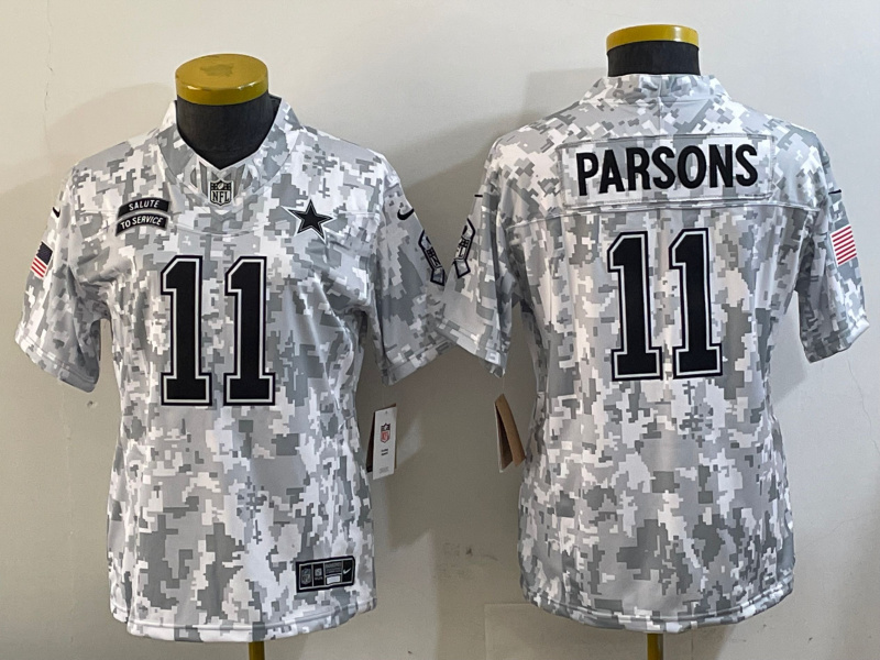 Youth Dallas Cowboys #11 Micah Parsons 2024 F.U.S.E Arctic Camo Salute To Service Limited Stitched Football Jersey 1