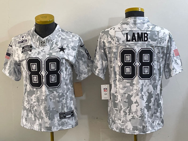 Youth Dallas Cowboys #88 CeeDee Lamb 2024 F.U.S.E Arctic Camo Salute To Service Limited Stitched Football Jersey 3