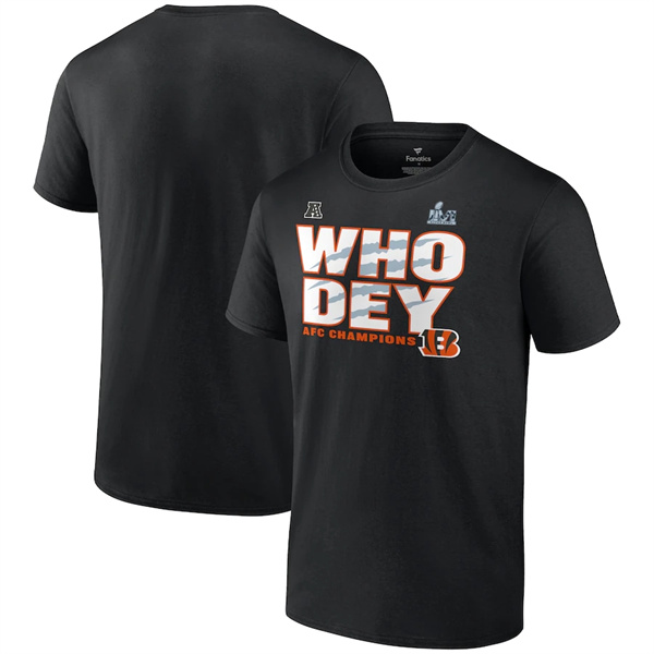 Men's Cincinnati Bengals Black Super Bowl LVI Champions T-ShirtS -1