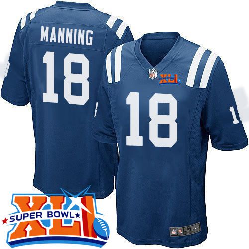 Youth Nike Colts #18 Peyton Manning Royal Blue Team Color Super Bowl XLI Stitched NFL Elite Jersey