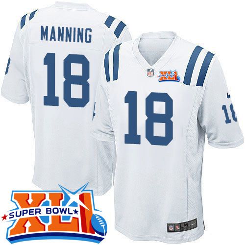 Youth Nike Colts #18 Peyton Manning White Super Bowl XLI Stitched NFL Elite Jersey