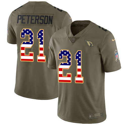 Nike Cardinals #21 Patrick Peterson Olive USA Flag Youth Stitched NFL Limited 2017 Salute to Service Jersey