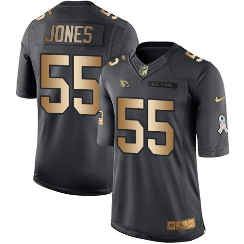 Nike Cardinals #55 Chandler Jones Black Youth Stitched NFL Limited Gold Salute to Service Jersey