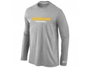 NEW Washington Red Skins Authentic font Long Sleeve T-Shirt Grey