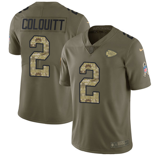 Nike Chiefs #2 Dustin Colquitt Olive Camo Youth Stitched NFL Limited 2017 Salute to Service Jersey