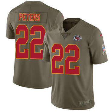 Nike Chiefs #22 Marcus Peters Olive Youth Stitched NFL Limited 2017 Salute to Service Jersey