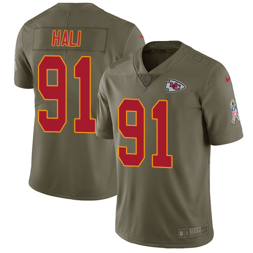 Nike Chiefs #91 Tamba Hali Olive Youth Stitched NFL Limited 2017 Salute to Service Jersey