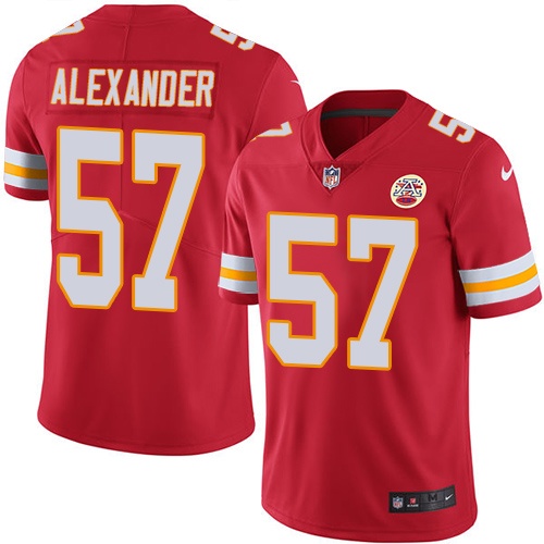 Nike Chiefs #57 D.J. Alexander Red Team Color Youth Stitched NFL Vapor Untouchable Limited Jersey
