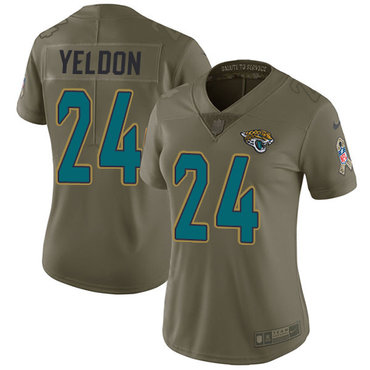 Nike Jaguars #24 T.J. Yeldon Olive Women's Stitched NFL Limited 2017 Salute to Service Jersey