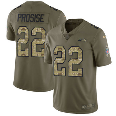 Nike Seahawks #22 C. J. Prosise Olive Camo Youth Stitched NFL Limited 2017 Salute to Service Jersey