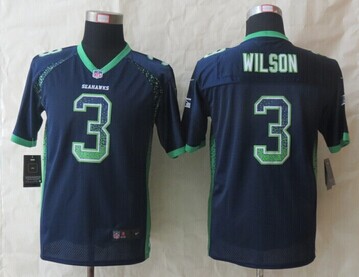 Youth 2014 New Seattle Seahawks 3 Wilson Drift Fashion Blue Elite Jerseys