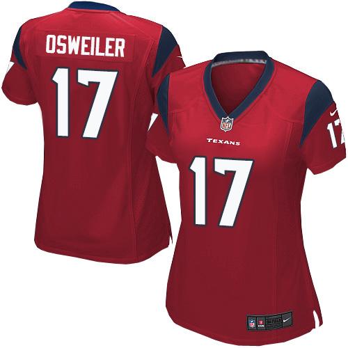 Women's Nike Texans #17 Brock Osweiler Red Alternate Stitched NFL Elite Jersey